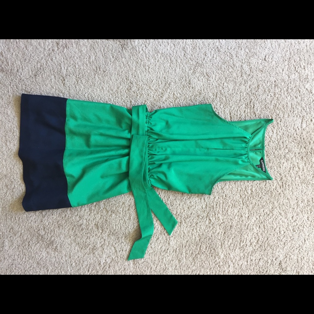 Green and blue halter dress